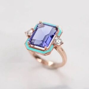 💥Elegant Blue and Gold Ring
